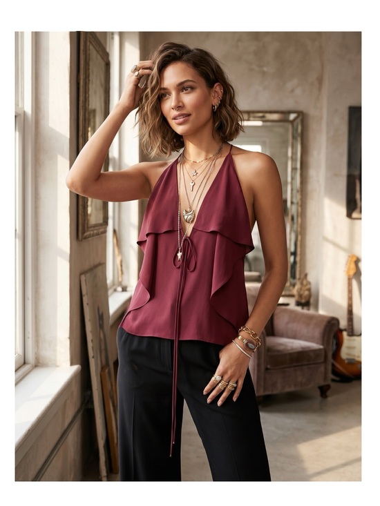 Robert Rodriguez Tops - new Robert Rodriguez ★ Draped Overlay Strappy Silk Cami Cocktail Top ★ Wine 12 ★